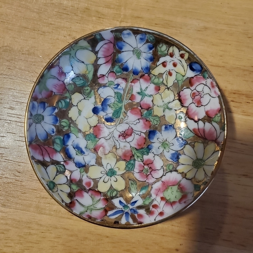 Vintage hand painted porcelain trinket tray